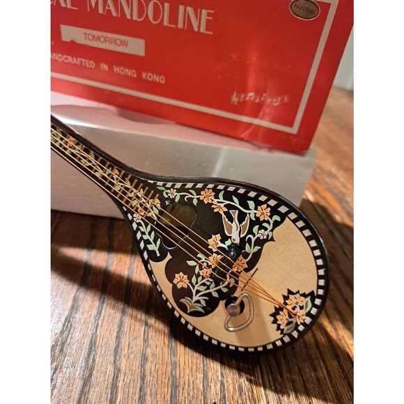 Vintage New Prestige Mandolin Music Box Hong Kong Handcrafted Plays Tomorrow 11" - Picture 2 of 5